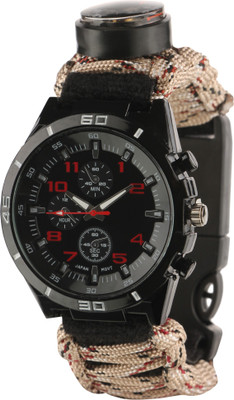 

Paracord Emergency Survival Hiking Watch - For Men
