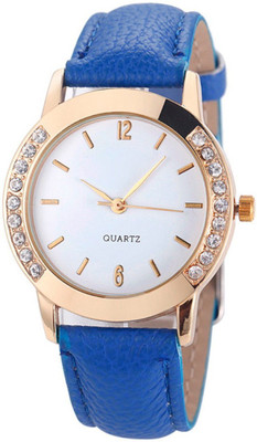 

ithano Crystal Studded Analogue Blue Strap White Dial Women's Watch - For Women