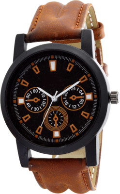 

SVM ATP-O5 Stylish Round Shape Brown Strap Black Dial Men's & Boy's (Pack of 1) Watch - For Men