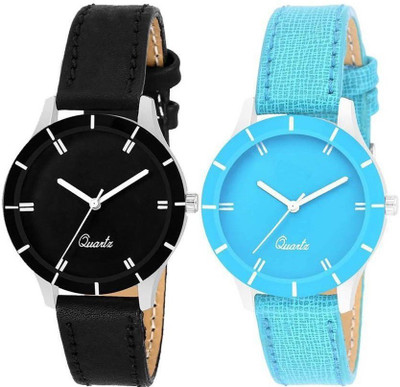 

Glamexy new black & sky blue watch for girls & women pack of - 2 Watch - For Women