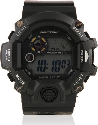 

Grozav GR-Shock Black Digital Sports Watch With 3 Color LCD Luminous Display For Men and Women - 9704 GR Shock Watch - For Men & Women