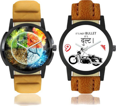 Opulent Arena "4 Elements of Earth" Printed and "Bullet" Printed Analog Dial New Trending Combo of 2 Watch Opulent Arena New Special (Combo) Collection Of 4 Elements of Earth Printed And Bullet Printed On Round Shaped Black Dial Analogue Stylish Looked Leather Strap Trendy And New Special Production