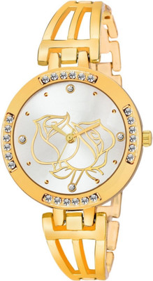 

Celora 533 Designer Rose Silver Dial Gold Diamond Studded Watch - For Women