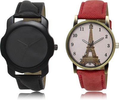 

The Shopoholic Fashionable Fancy CollectionÃÂ Black And Pink Dial Analog Watch For Boys And Girls Mens Leather Watches Watch - For Men & Women