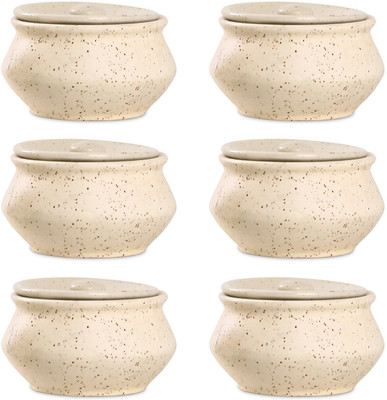 

caffeine Dip and Sauce Little Haandi Serving Bowl in Cream Matte (Set of 6) Ceramic Bowl Set(White, Pack of 6)