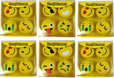

Art Bundle Smiley/Emoji Erasers for School Going Kids/Birthday Return Gift Set of 24 erasers Non-Toxic Eraser(Set of 24, Yellow)