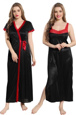 AV2 Women Nighty with Robe(Black)