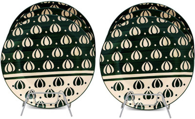 

Caffeine Handmade Mughal Print Plate Set(Pack of 6)