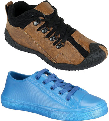 

Pexlo Combo Pack of 2 Casual & Sports Shoes (Sneakers Shoes) Casuals For Men(Multicolor, Brown & blue
