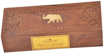 

Golden Tips Spring & Autumn Darjeeling Black Tea - Carved Wooden Box Black Tea Box(50 g)