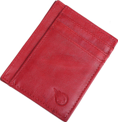 

RUGE Men Casual Red Genuine Leather Card Holder(6 Card Slots)