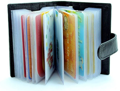 

contacts Men Casual Black Genuine Leather Card Holder(13 Card Slots)