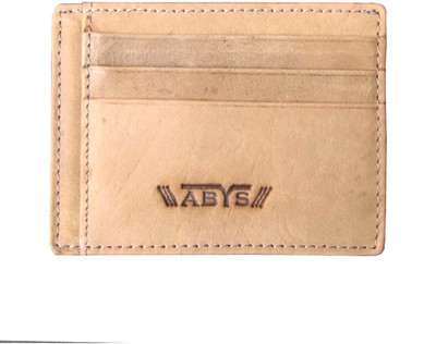 

ABYS Men Casual Beige Genuine Leather Card Holder(6 Card Slots), Tan