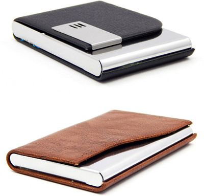 

ELS Men Casual Black, Brown Artificial Leather Card Holder(8 Card Slots)