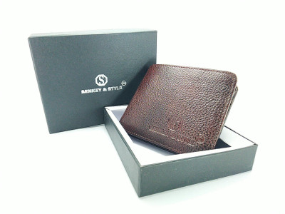 

SENKEY STYLE Men Casual Brown Genuine Leather Wallet(3 Card Slots)