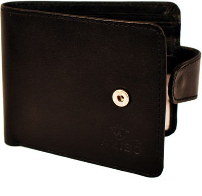 

Azibo Men Khaki Genuine Leather Wallet(6 Card Slots), Black