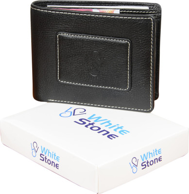 

white stone Men Casual Black Genuine Leather Wallet(4 Card Slots)