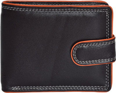 

Carmika Women Formal Black Genuine Leather Wallet(12 Card Slots), Black;orange