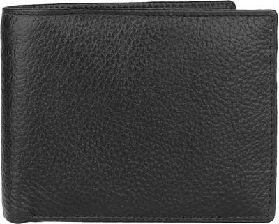 ALW Men Casual Black Genuine Leather Wallet(10 Card Slots)