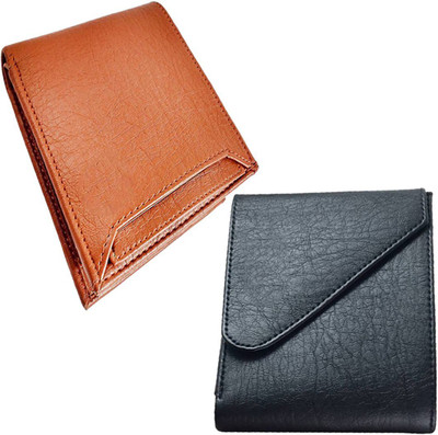 

loopa Men Formal Black, Tan Artificial Leather Wallet(3 Card Slots), Multicolor