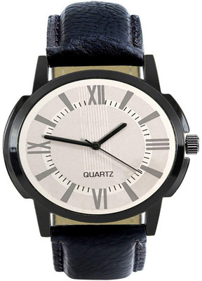 NEW RAIYARAJ EMBROIDERY WHITE DIAL AND BLACK STRAP WATCH FOR Watch - For Men