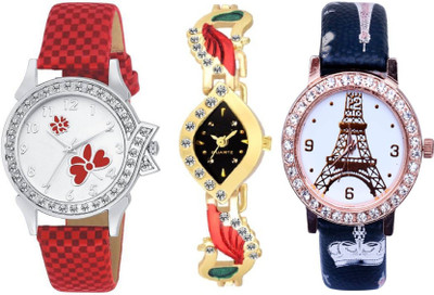

TRUE KART NEW LOOK Stylish Eiffel Tower & butterfly Printed Dial Leather Belt Combo 103255 Watch - For Women
