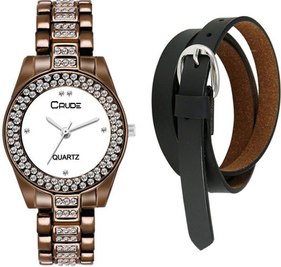 

Crude Analog Watch, Belt Combo(White)