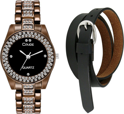 

crude Analog Watch, Belt Combo(Black)