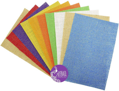 

AsianHobbyCrafts Jute Sheets/Burlap with Glitter Sheets A4 Size 10 Colors