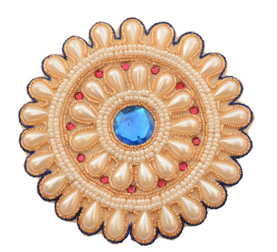 

Foppish Mart Exotic Blue Pearl Work Floral Patches/Motifs/ Embroidered badges