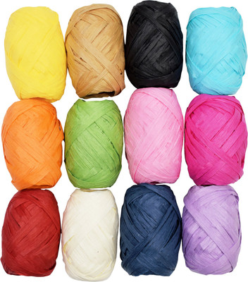 

AsianHobbyCrafts Paper Ribbon Yarn Box (Pack of 12) :10 meters per colour