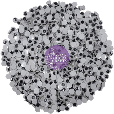 

AsianHobbyCrafts Googly Moving Eyes, Black/White (200 Pieces, 7 mm)