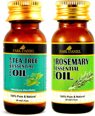 

Park Daniel Premium Tea tree essential oil and Rosemary essential oil- 100% Pure and Natural Combo pack of 2 bottles of 30 ml(60 ml)(60 ml)