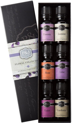 

P&J Trading Floral Set of 6 Premium Grade Fragrance Oils - Violet, Jasmine, Rose, Lilac, Freesia, Gardenia - 10ml(10 ml)
