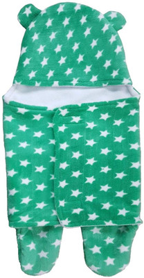 

stockhawkers Polka  Hooded Baby Blanket(Fur, Green