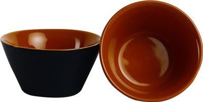 

Caffeine Caffeine Ceramic Handmade Bold Style Small & Stout Pudding Dessert Bowl- Set of 2 Stoneware Bowl Set(Black, Brown, Pack of 2)