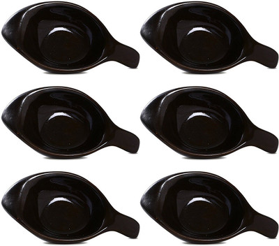 

caffeine Dip and Sauce Diva in Black Glossy (Set of 6) Ceramic Bowl Set(Black, Pack of 6)
