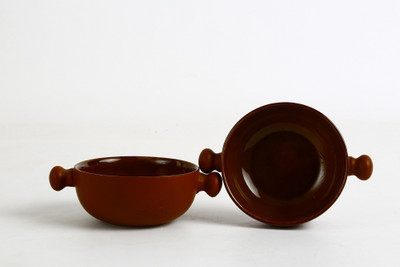 

Caffeine Handmade Earthen Style Multipurpose Round Handles Ceramic Bowl Set(Brown, Pack of 2)
