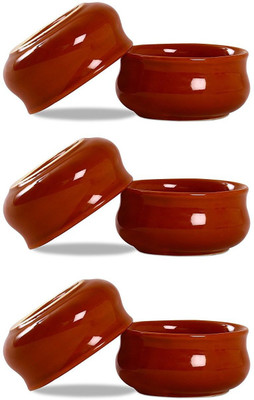 

caffeine Dip and Sauce Chirag Stoneware in Brown Glossy (Set of ) Ceramic Bowl Set(Brown, Pack of 6)