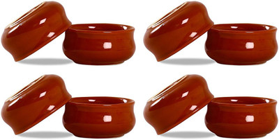 caffeine Dip and Sauce Chirag Serving Bowl in Brown Glossy (Set of 8) Ceramic Bowl Set(Brown, Pack of 8)