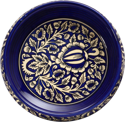

Caffeine Serving Bowl 8 inch Ceramic/Stoneware in Blue Mughal (1 Pc) Handmade by Caffeine Stoneware Bowl(Blue, Pack of 1)