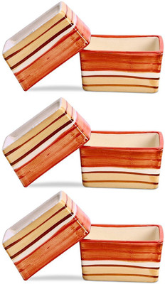 

caffeine Dip and Sauce Serving Bowl in Cream and Orange Studio (Set of 6) Ceramic Bowl Set(Orange, White, Pack of 6)