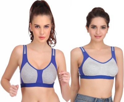 Apraa by Apraa A-3005-A*B Women Sports Lightly Padded Bra(Blue, Grey)