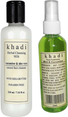

Khadi Herbal Cucumber Cool Combo: Cucumber & Aloe Vera Cleansing Milk+ Mint & Cucumber(310 ml)