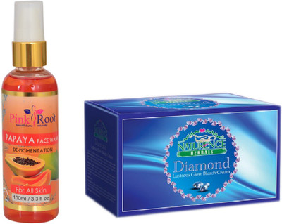

Pink Root PAPAYA FACE WASH 100ML WITH NATURENCE DIAMOND BLEACH 200G(Set of 2)
