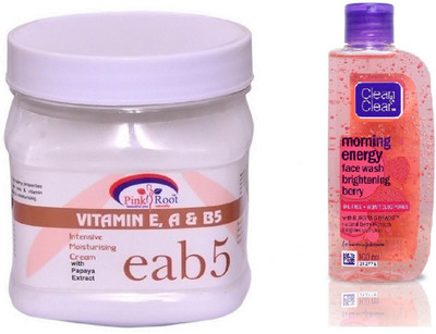 

Pink Root VITAMIN EAB5 CREAM 500ML WITH CLEAN & CLEAR BRIGHTENING BERRY FACE WASH(Set of 2)