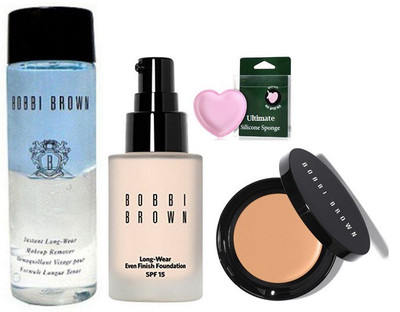 

Ultimate Silicon Puff With Bobbi Brown Corrector Concealer And Long Wear Even Finish Foundation 15 SPF And Makeup Remover(Set of 4)