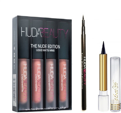 

iba halal care PURE NATURAL KAJAL WITH WATERPROOF EYE LINER WITH 4 MULTI COLOR LIQUID MATTE LIPSTICK PACK(Set of 3)