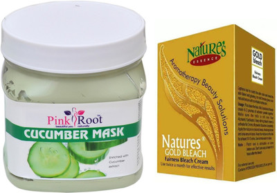 

Pink Root CUCUMBER MASK 500ML WITH NATURE'S ESSENCE 43G GOLD BLEACH(Set of 2)