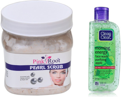 

Pink Root PEARL SCRUB 500ML WITH CLEAN & CLEAR APPLE FACE WASH(Set of 2)
